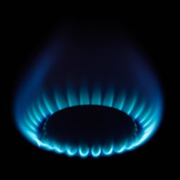 Lit gas stove burner