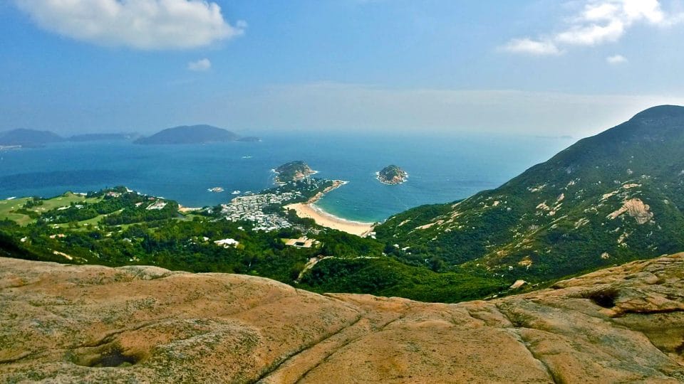 Overlooking the water from Dragon's Back trail on Hong Kong Island