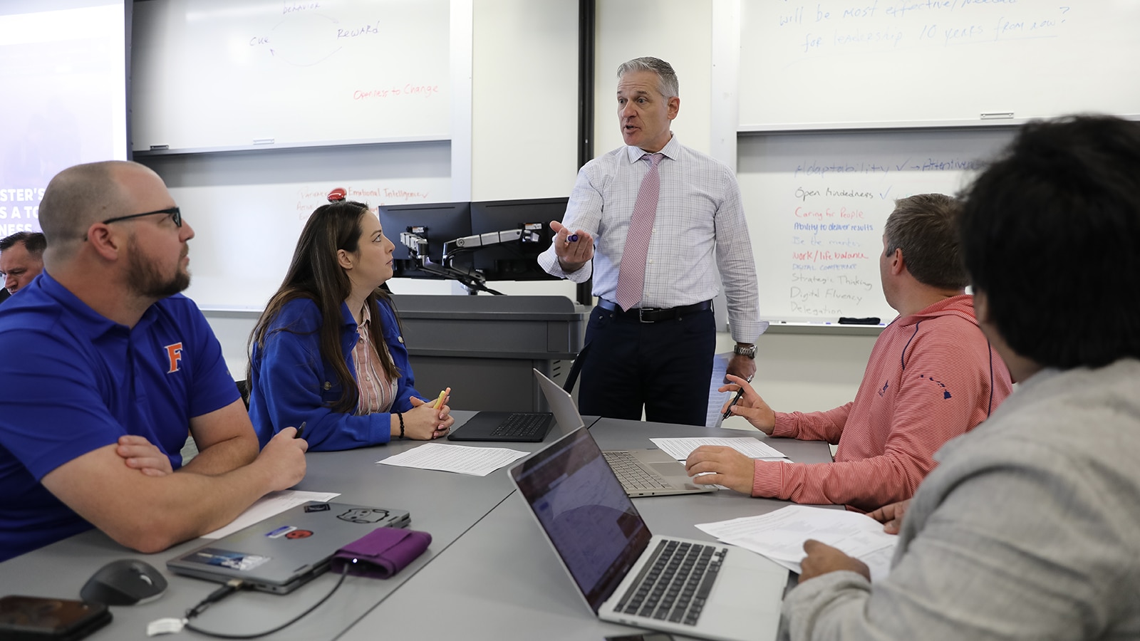 Dr. Tony Middlebrooks speaking to an Executive MBA class. 