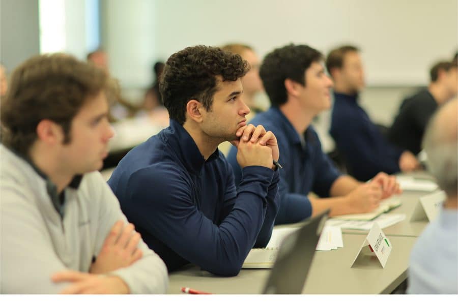 Students learning in a classroom.